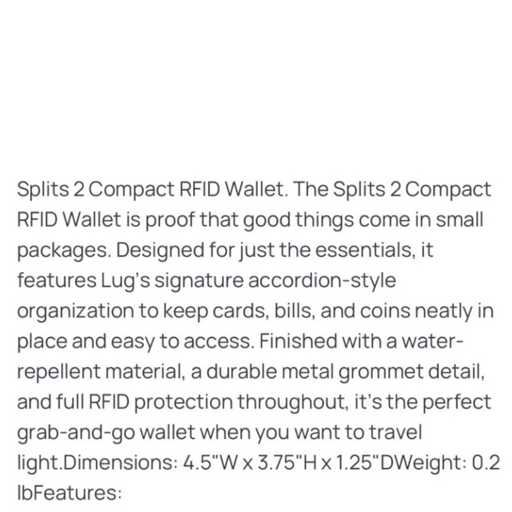 💜Lug Splits2 Compact RFID Wallet 💜🦄🌂 - Picture 5 of 6